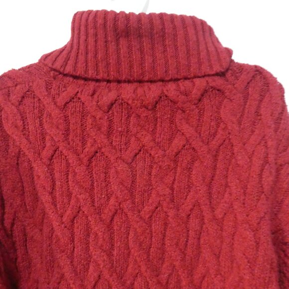 Red Cable Knit Turtleneck Sweater | xl - extra large - Picture 4 of 16